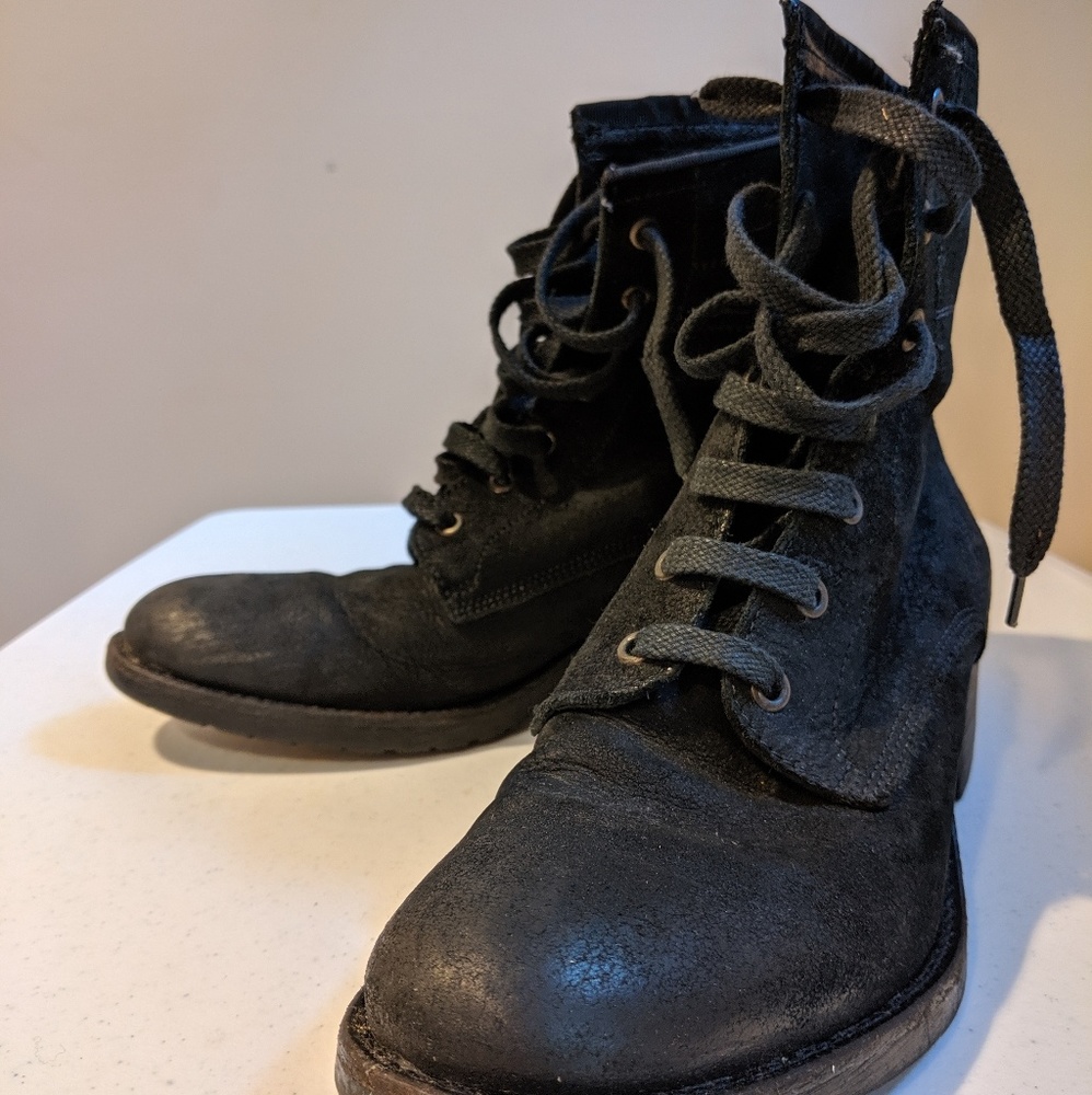 Vera Wang Lavender Leather Combat Boots